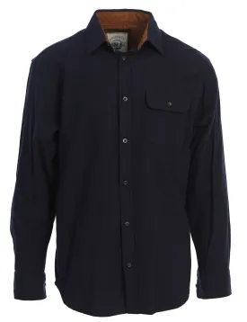 Gioberti Men's Navy 100% Cotton Brushed Flannel Plaid Checkered Shirt with Corduroy Contrast