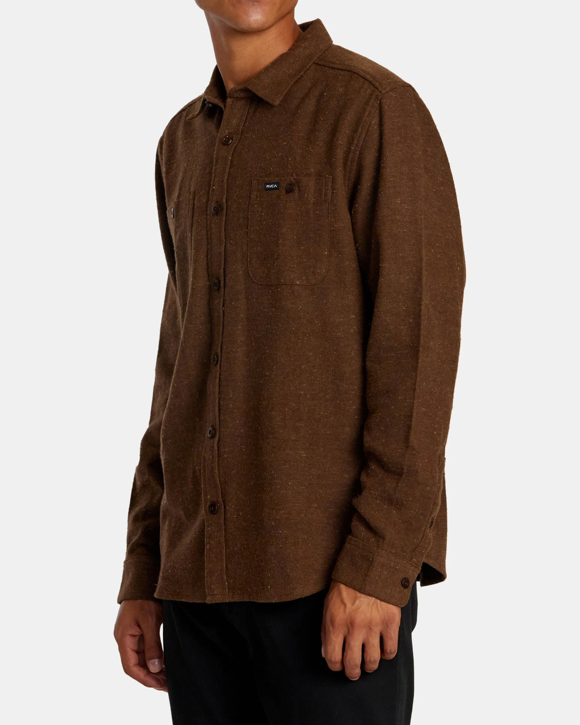 Harvest Neps Long Sleeve Flannel Shirt - Bombay Brown