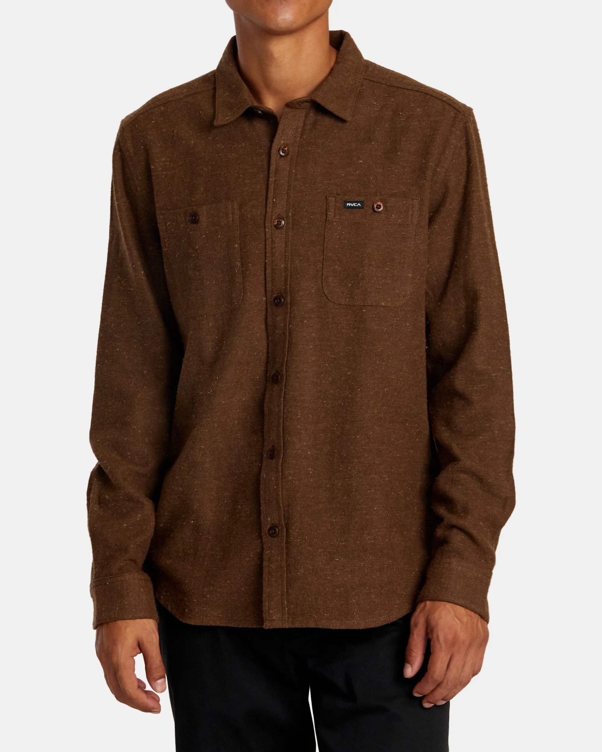 Harvest Neps Long Sleeve Flannel Shirt - Bombay Brown