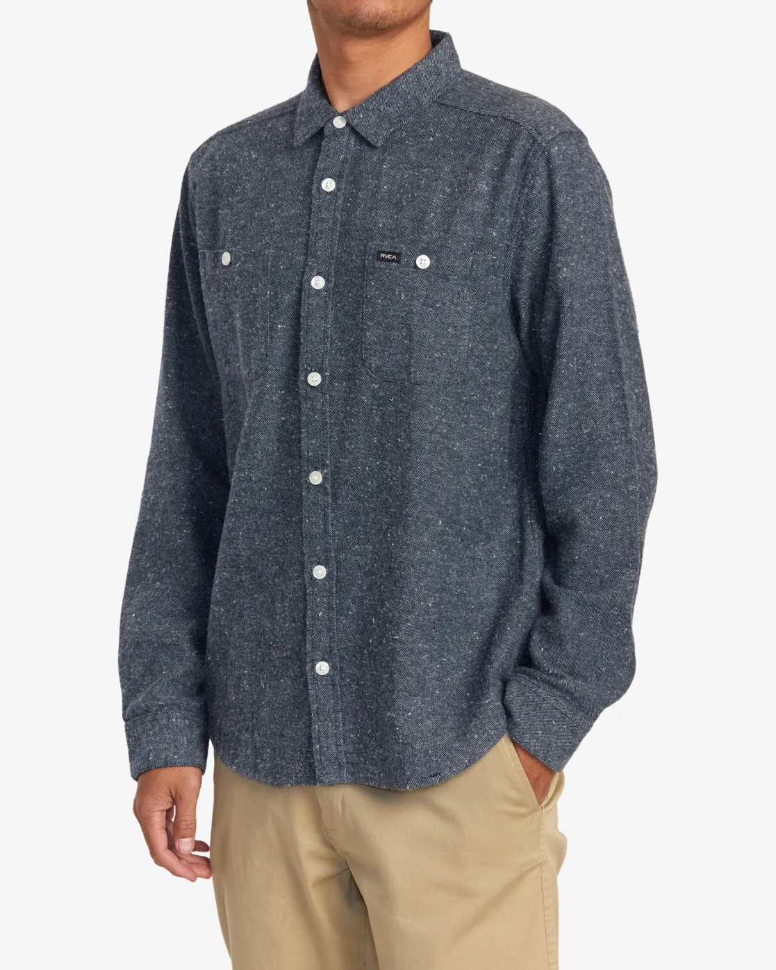 Harvest Neps Long Sleeve Flannel Shirt - Moody Blue