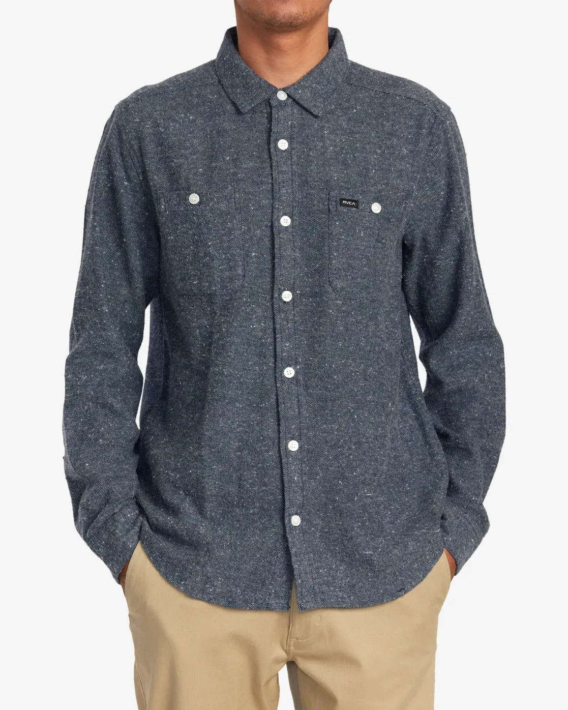 Harvest Neps Long Sleeve Flannel Shirt - Moody Blue