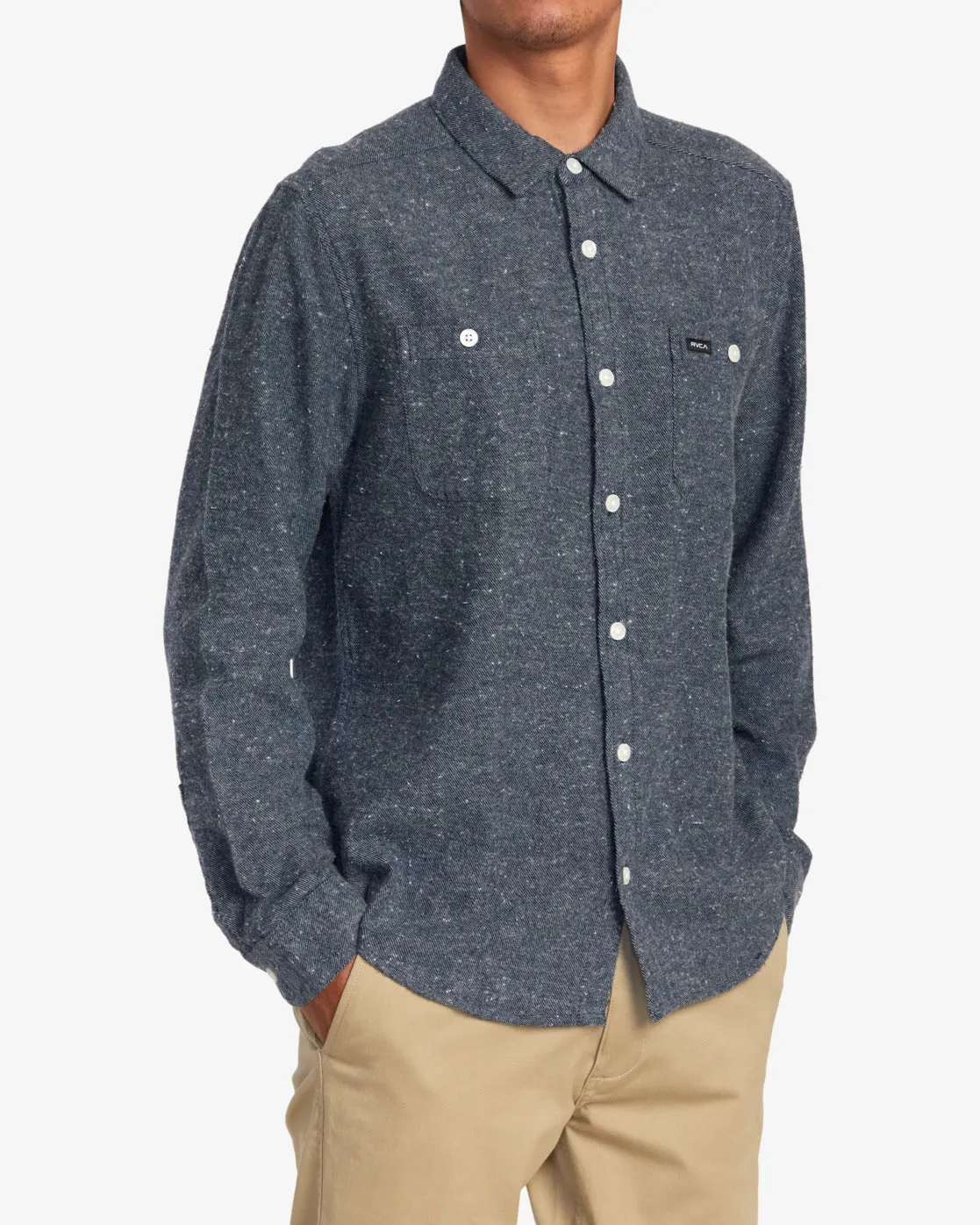 Harvest Neps Long Sleeve Flannel Shirt - Moody Blue