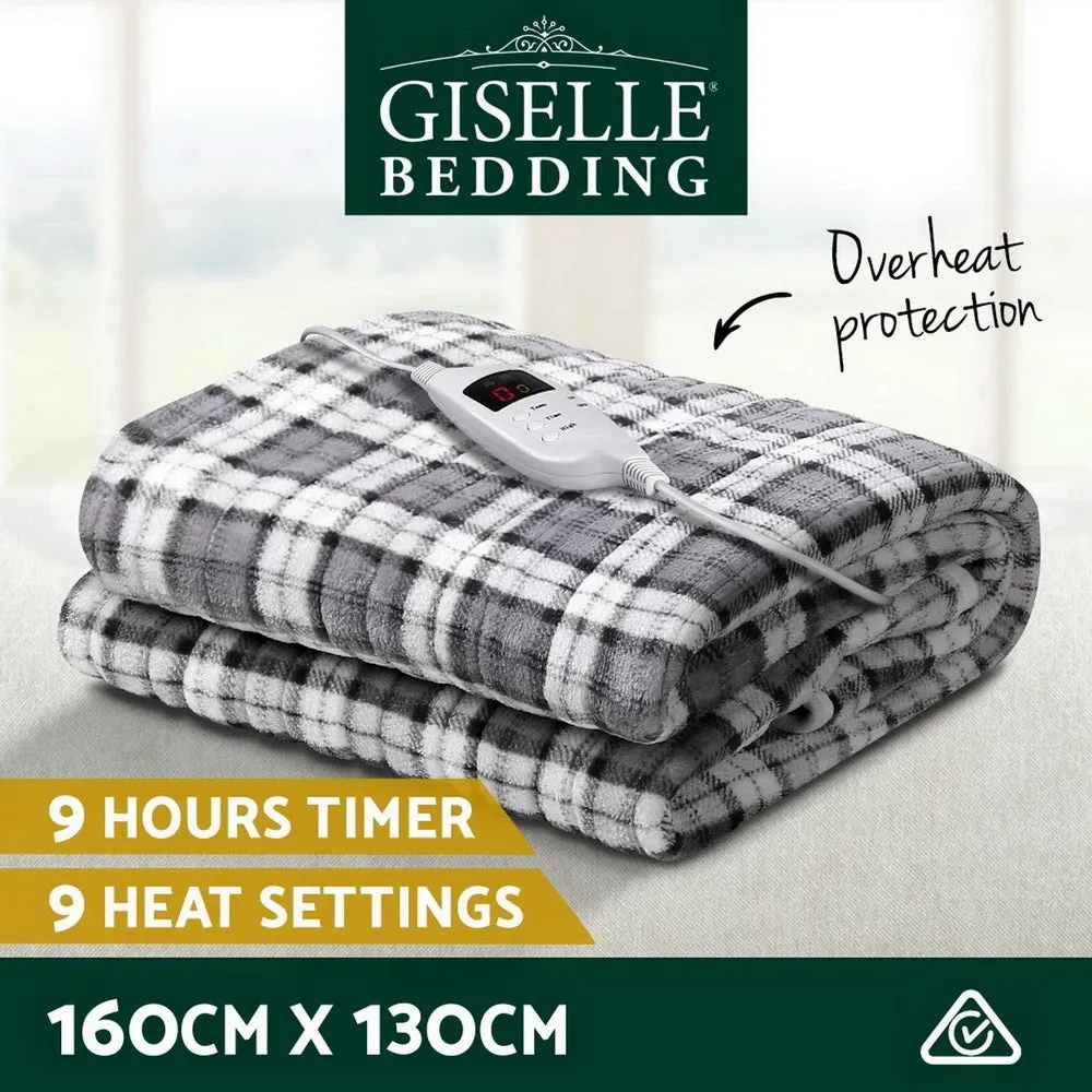 Heated Flannel Snuggle Blanket, 10-Level, LED, Washable - Giselle Bedding