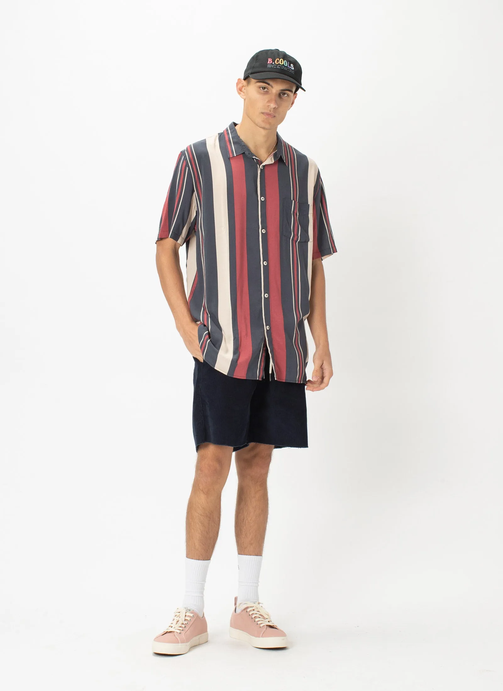 Holiday Short-Sleeve Shirt Red Vert Stripe