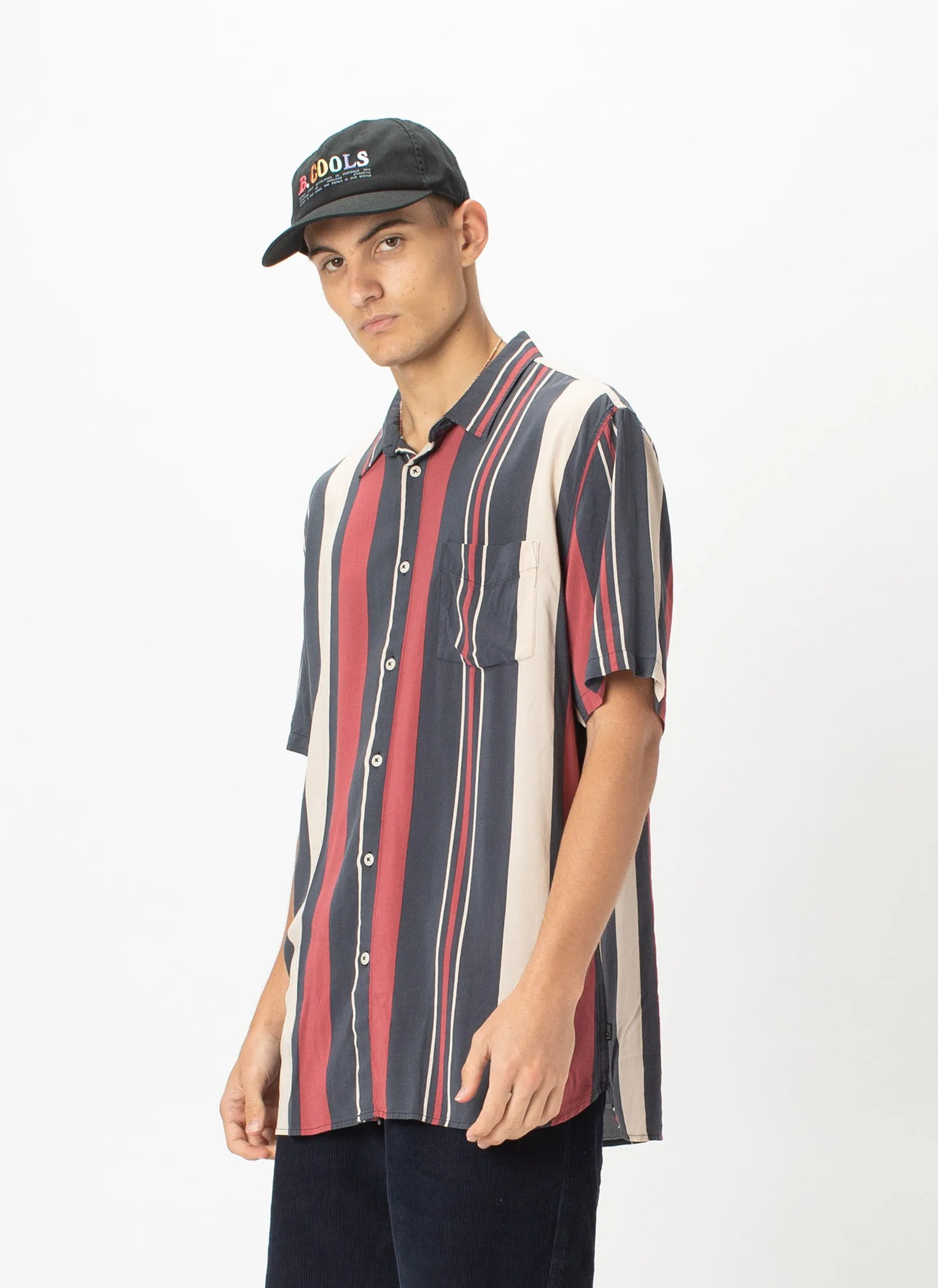 Holiday Short-Sleeve Shirt Red Vert Stripe