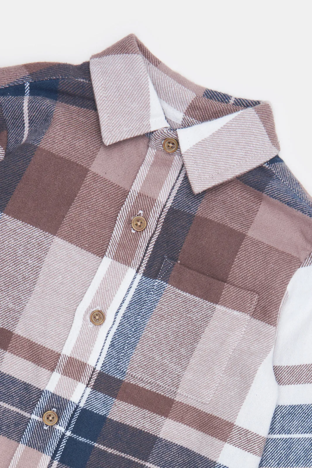 Infant Boys Brown Checkered Shirt