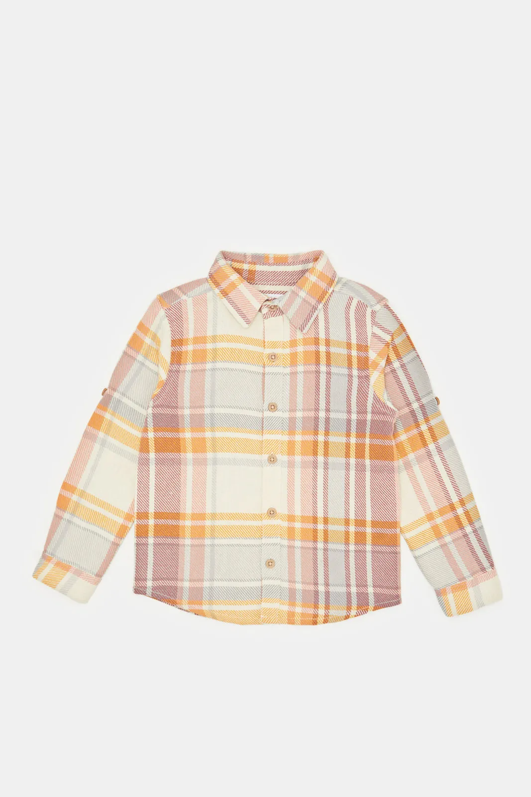 Infant Boys White And Pink Checkered Shirt With T-Shirt (2 Piece)