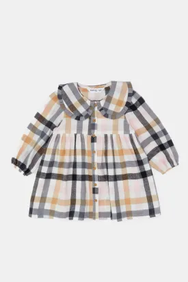 Infant Girls Grey Checkered Dress