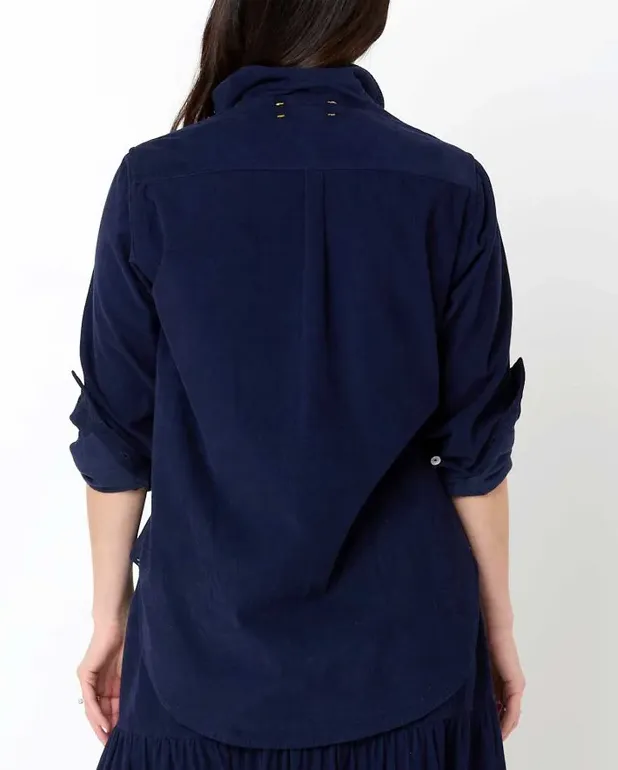 KR The Mia Ruffle Shirt Navy