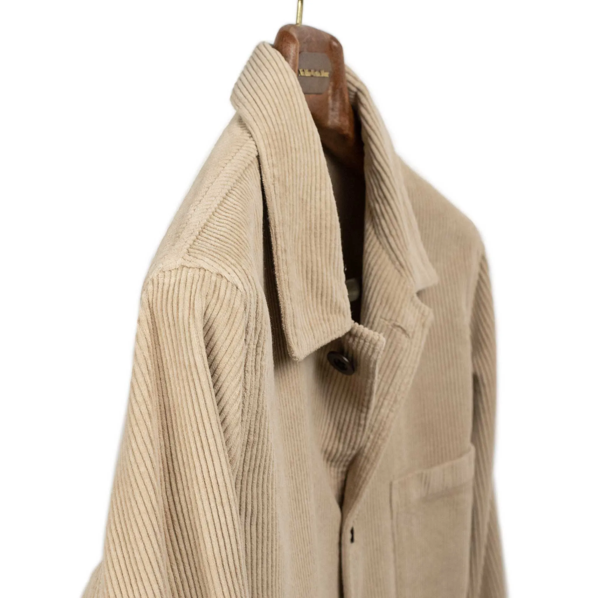 Labura chore coat in beige cotton corduroy