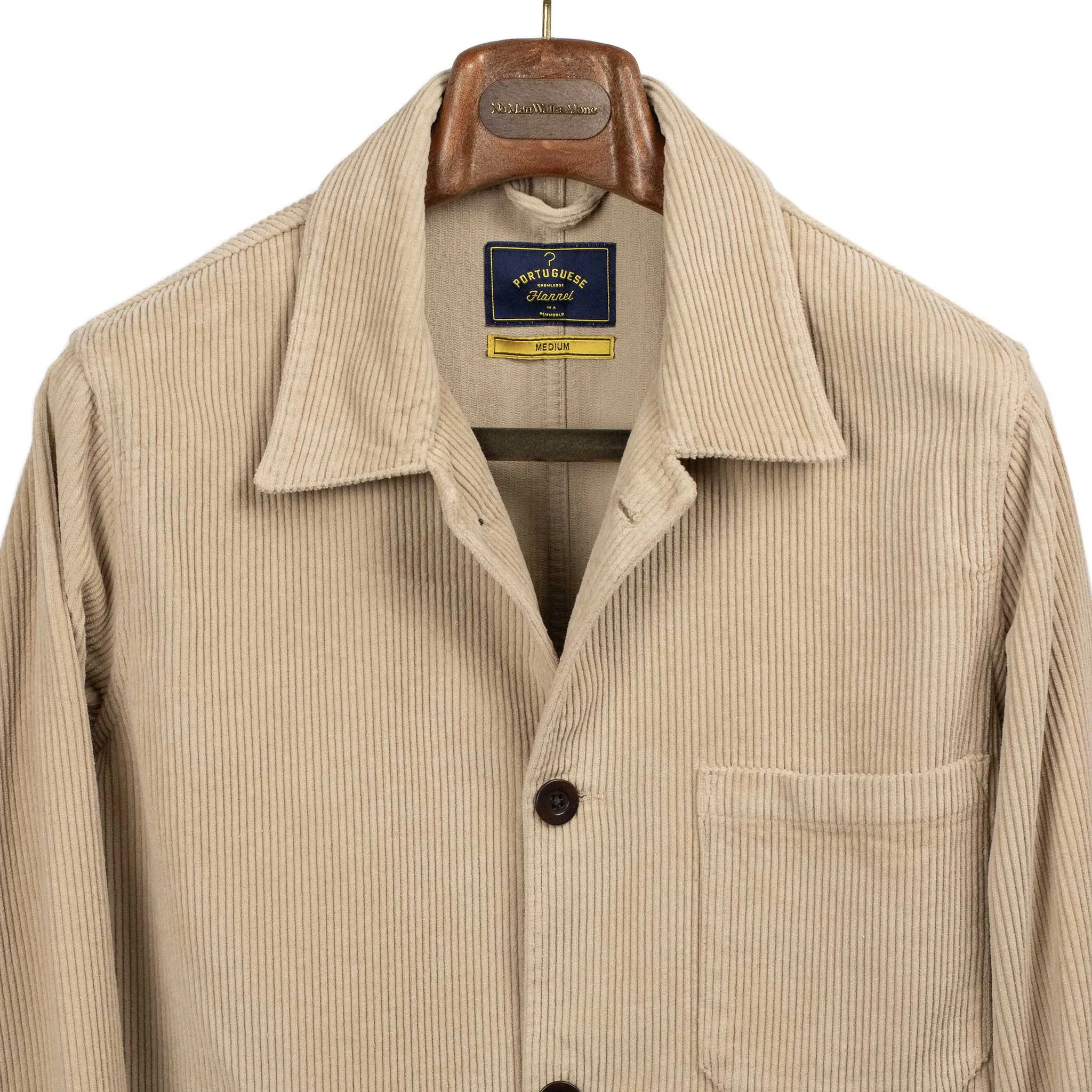 Labura chore coat in beige cotton corduroy