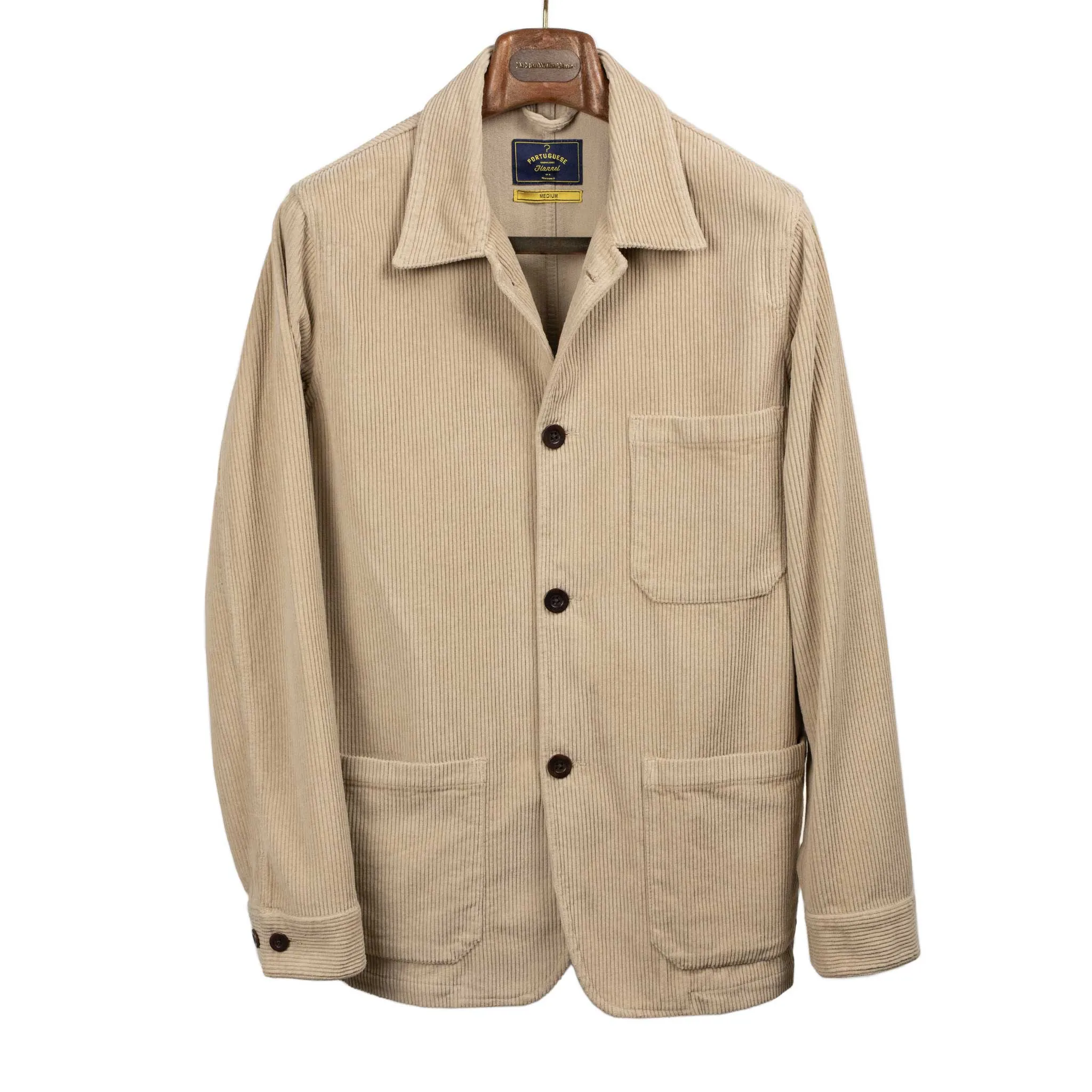 Labura chore coat in beige cotton corduroy