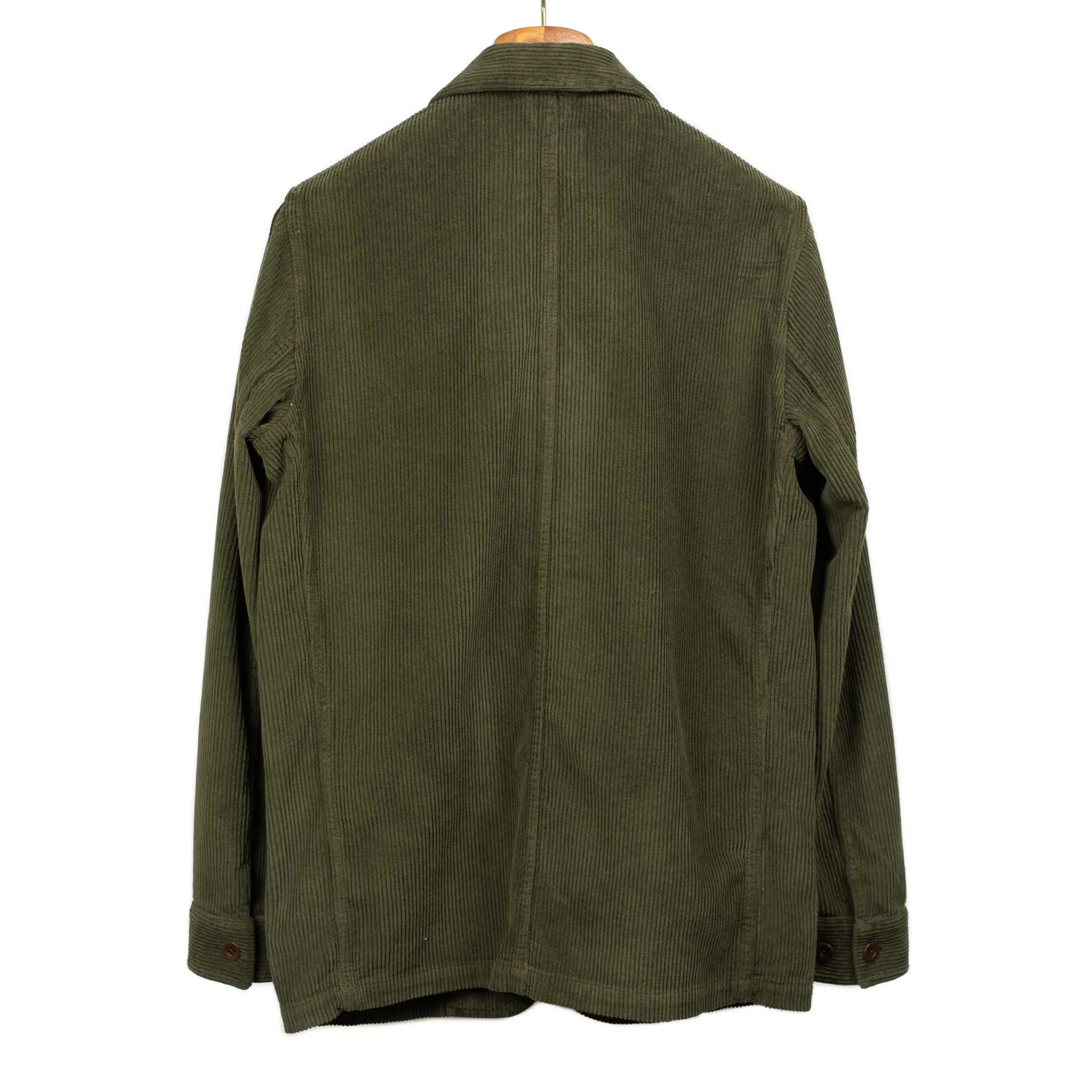 Labura chore coat in dark olive cotton corduroy