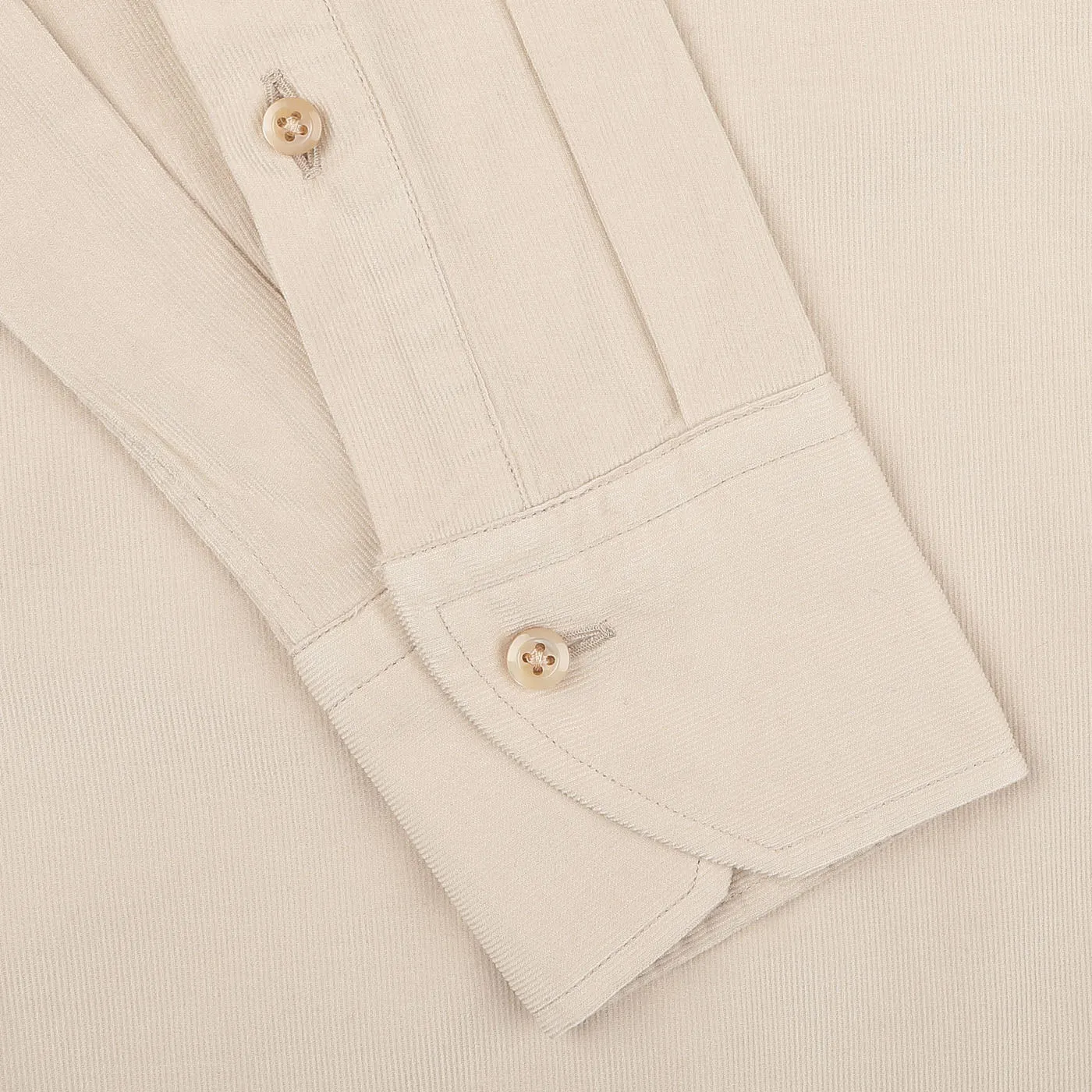 Light Beige Cotton Corduroy Slimline Shirt