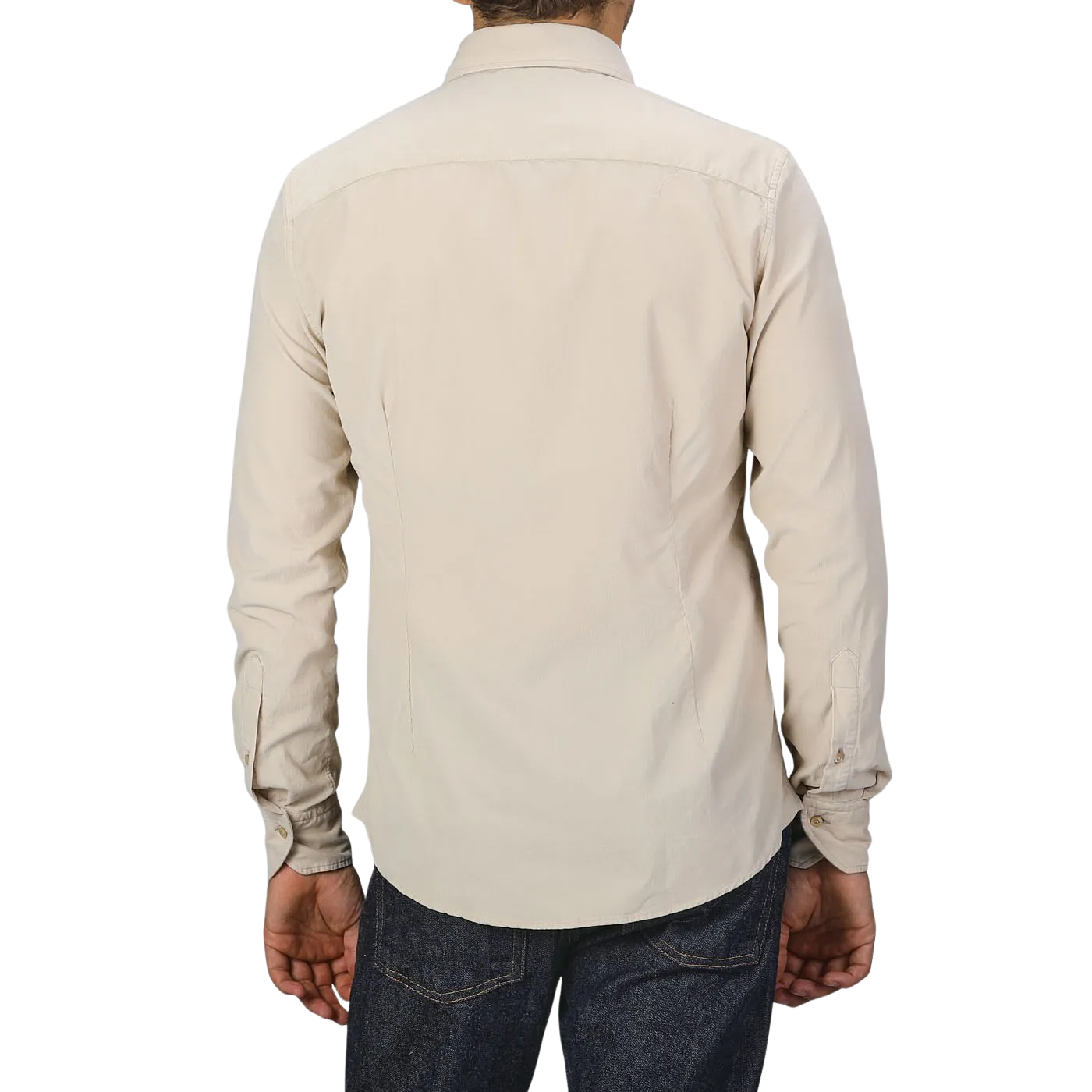 Light Beige Cotton Corduroy Slimline Shirt