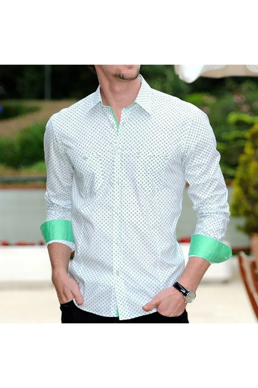 Lime Green Digital Print Shirt With Pockets