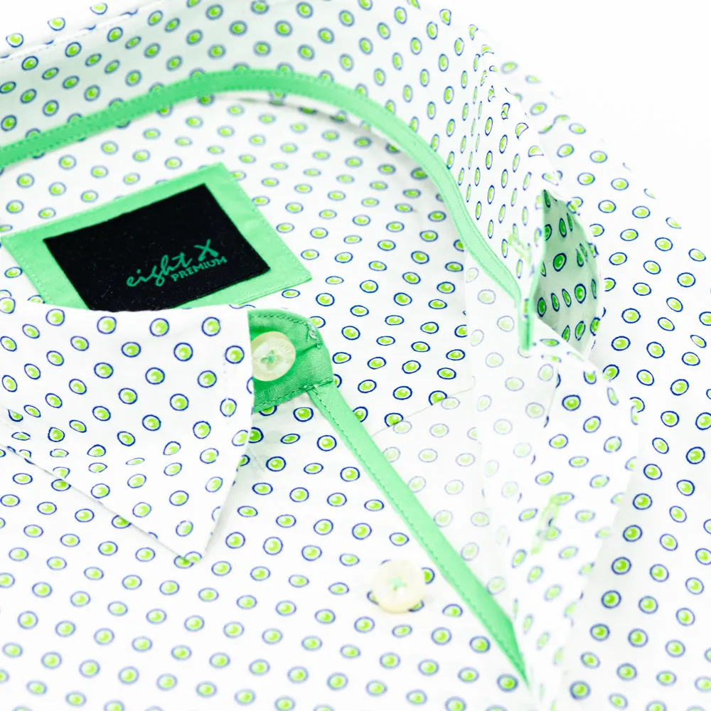 Lime Green Digital Print Shirt With Pockets