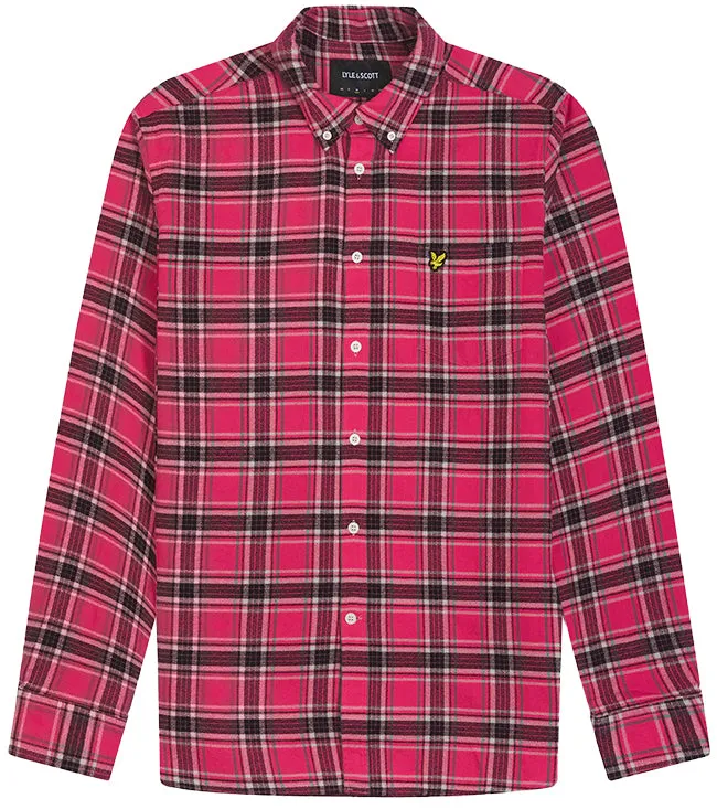 Lyle and Scott Mens Check Flannel Shirt Electric Pink