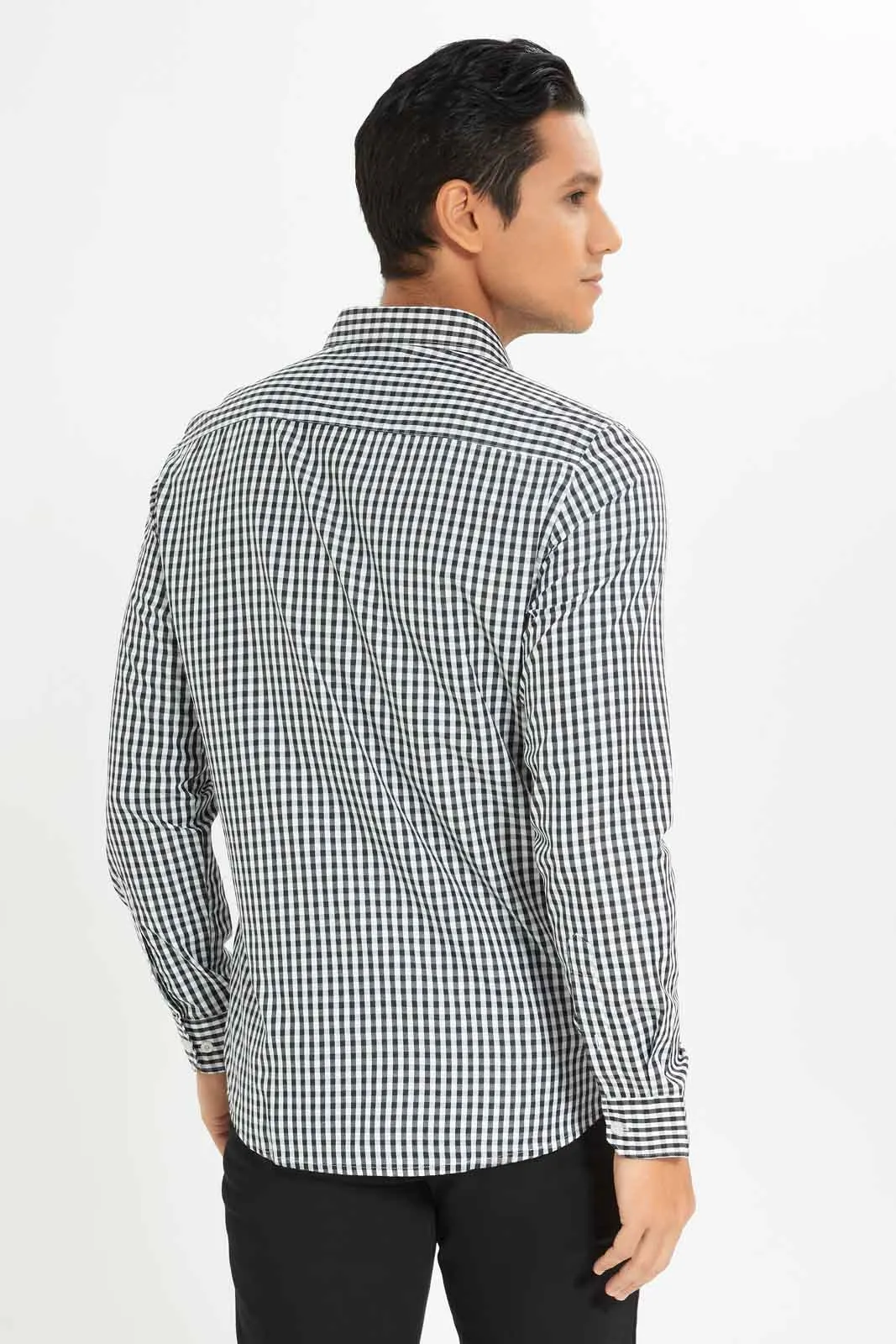 Men White And Black Checkered Shirt