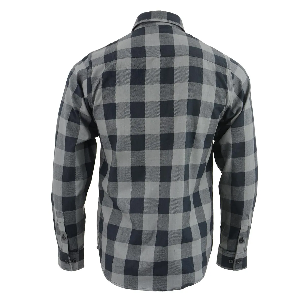 Milwaukee Leather Men's Flannel Plaid Shirt Black and Grey Long Sleeve Cotton Button Down Shirt MNG11630