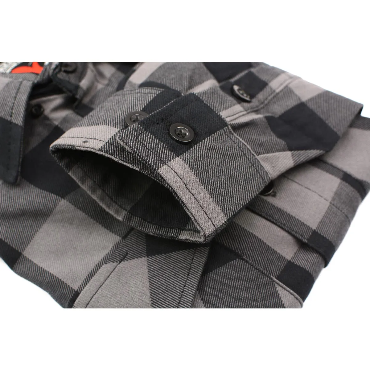 Milwaukee Leather Men's Flannel Plaid Shirt Black and Grey Long Sleeve Cotton Button Down Shirt MNG11630