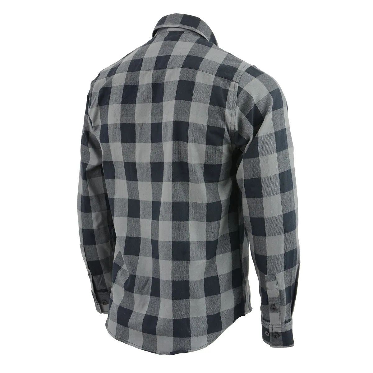 Milwaukee Leather Men's Flannel Plaid Shirt Black and Grey Long Sleeve