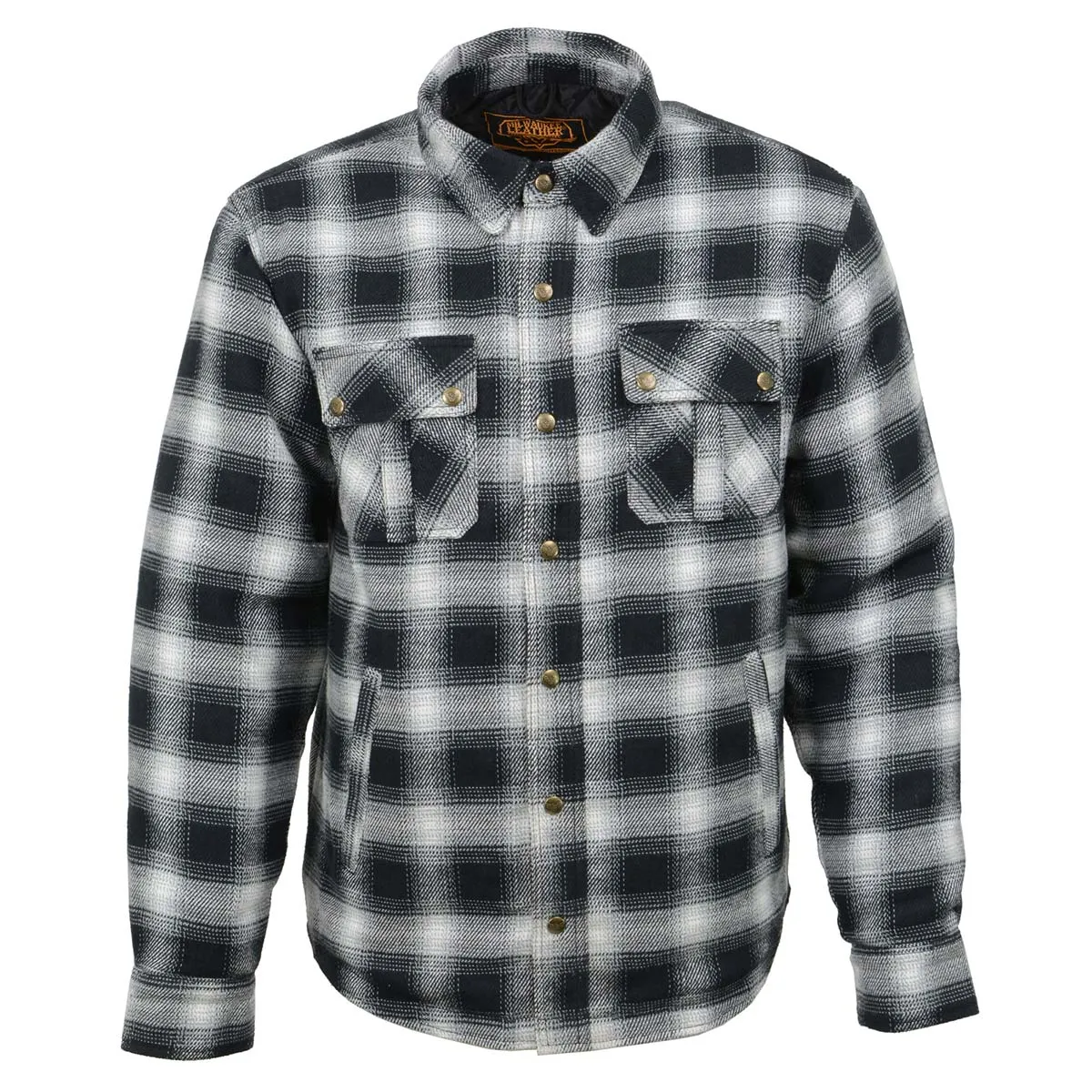 Milwaukee Leather MPM1638 Men's Black and White Checkered Flannel Motorcycle Riding Shirt