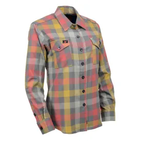 Milwaukee Leather Women's Gray and Red with Yellow Long Sleeve Cotton Flannel Shirt MNG21614