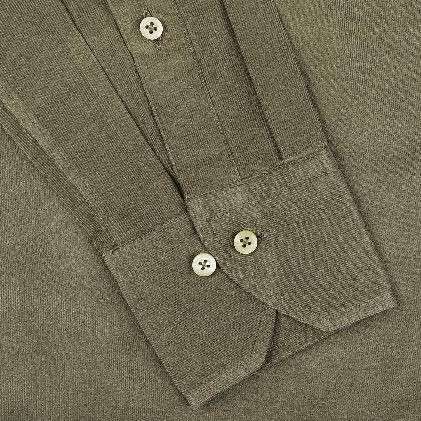 Moss Green Cotton Corduroy Slimline Shirt