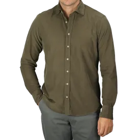 Moss Green Cotton Corduroy Slimline Shirt