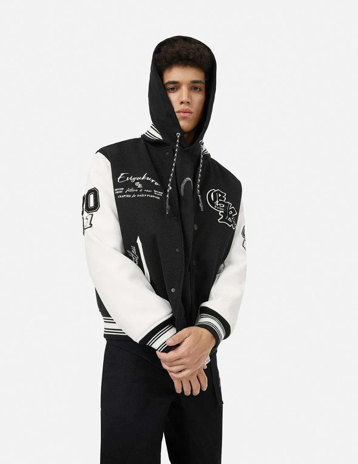 Multi Logo Badge Embroidery Relax Fit Padded Baseball Jacket