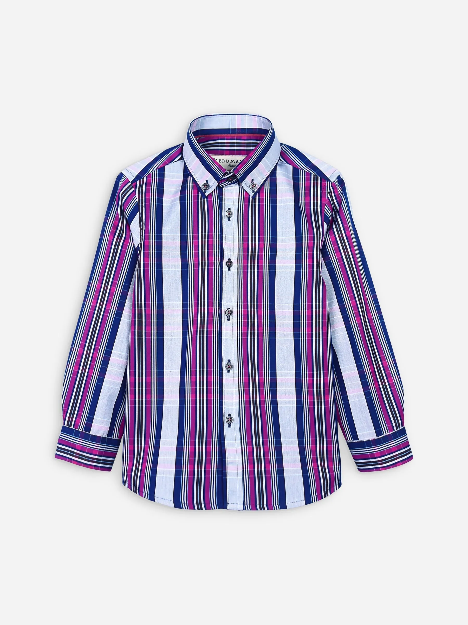 Navy & Magenta Checkered Casual Shirt