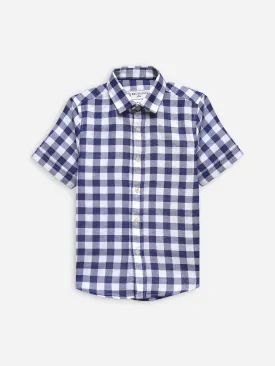 Navy Blue Large Gingham Half Sleeve Casual Shirt