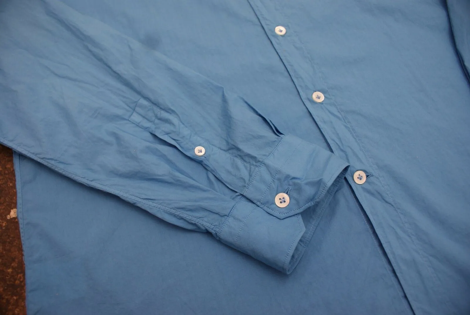 Overdyed Blue Shirt With Gros Grain Collar