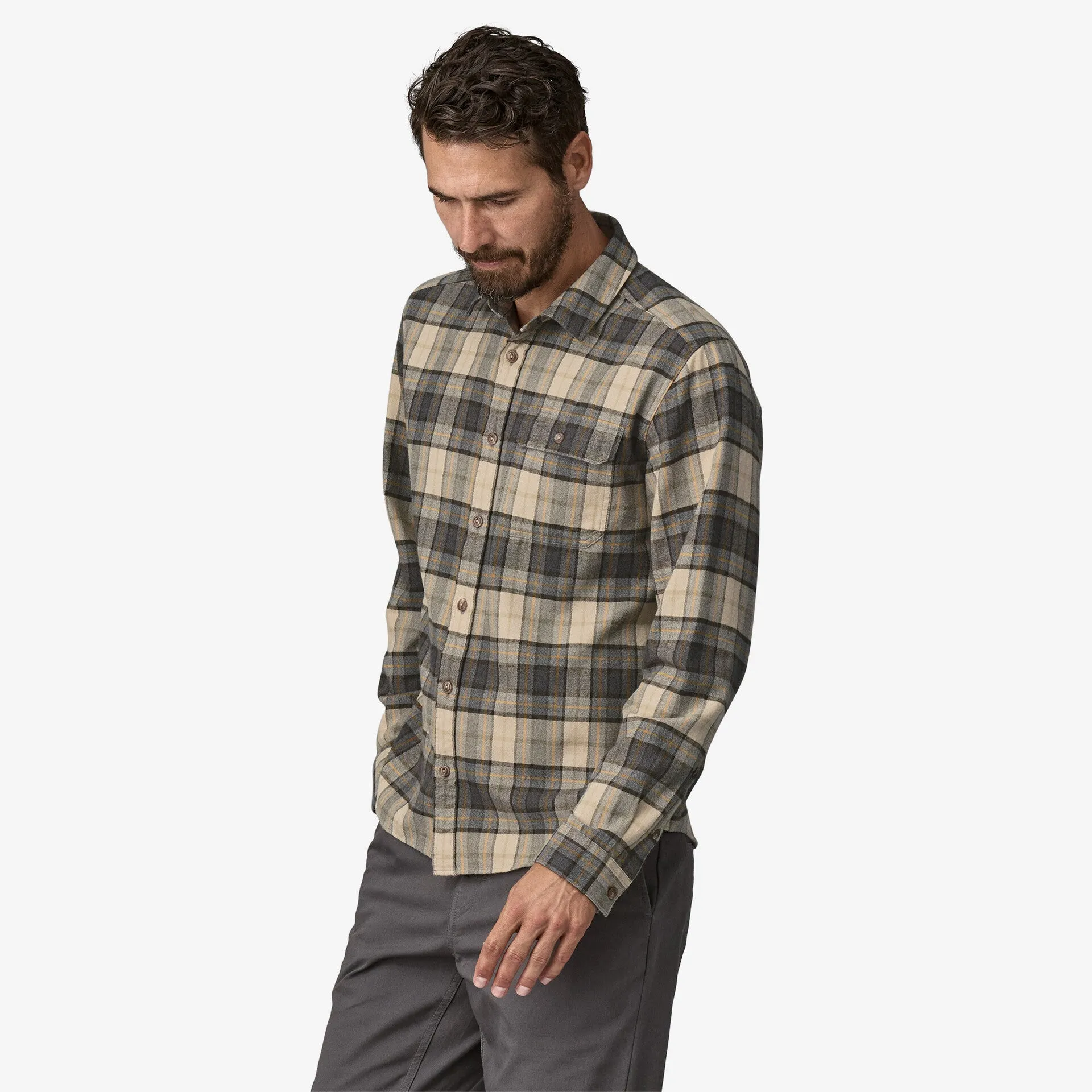 Patagonia Men's Long-Sleeved Lightweight Fjord Flannel Shirt - SPOTTER FORGE GREY