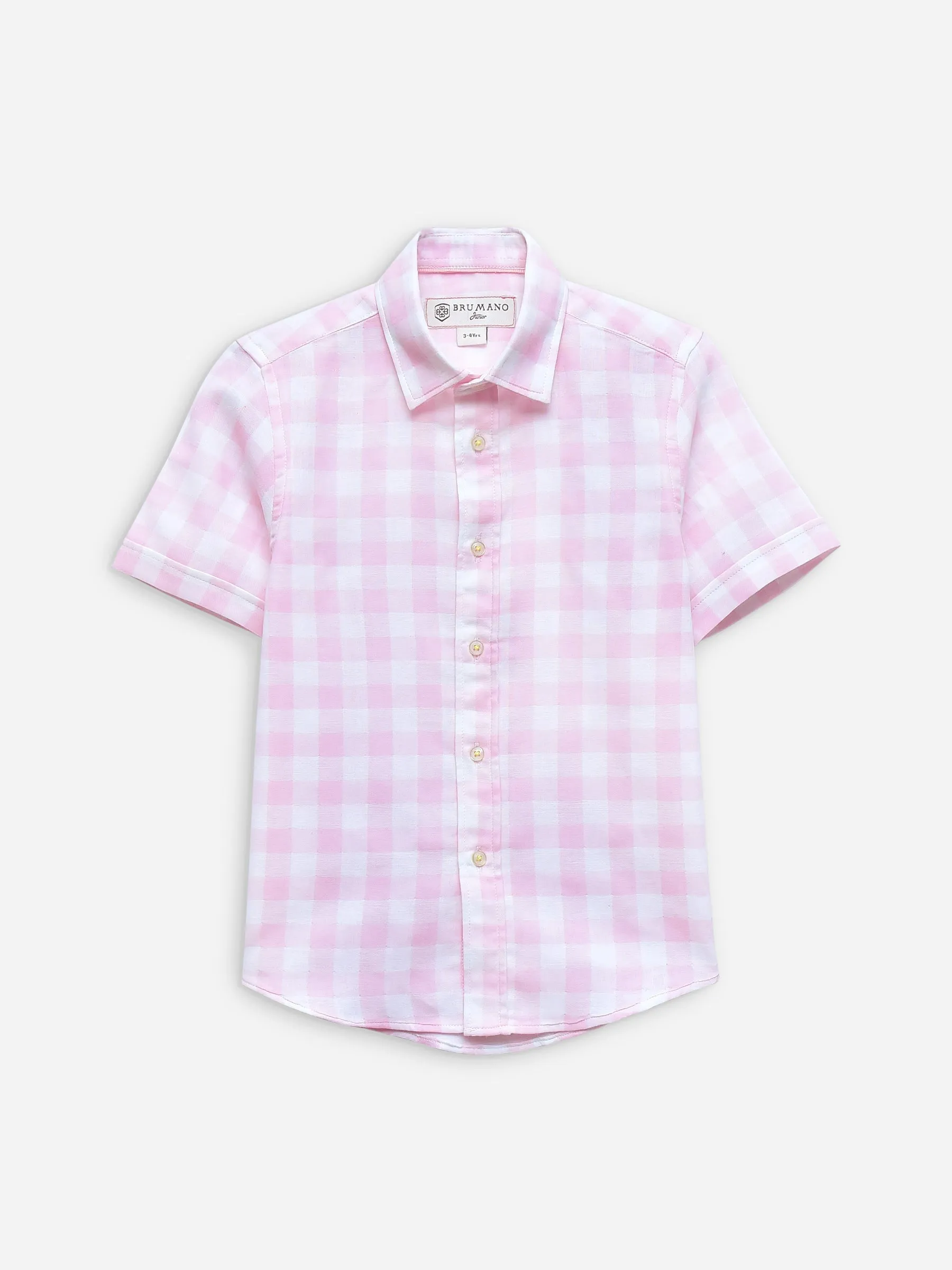 Pink Large Gingham Half Sleeve Casual Shirt