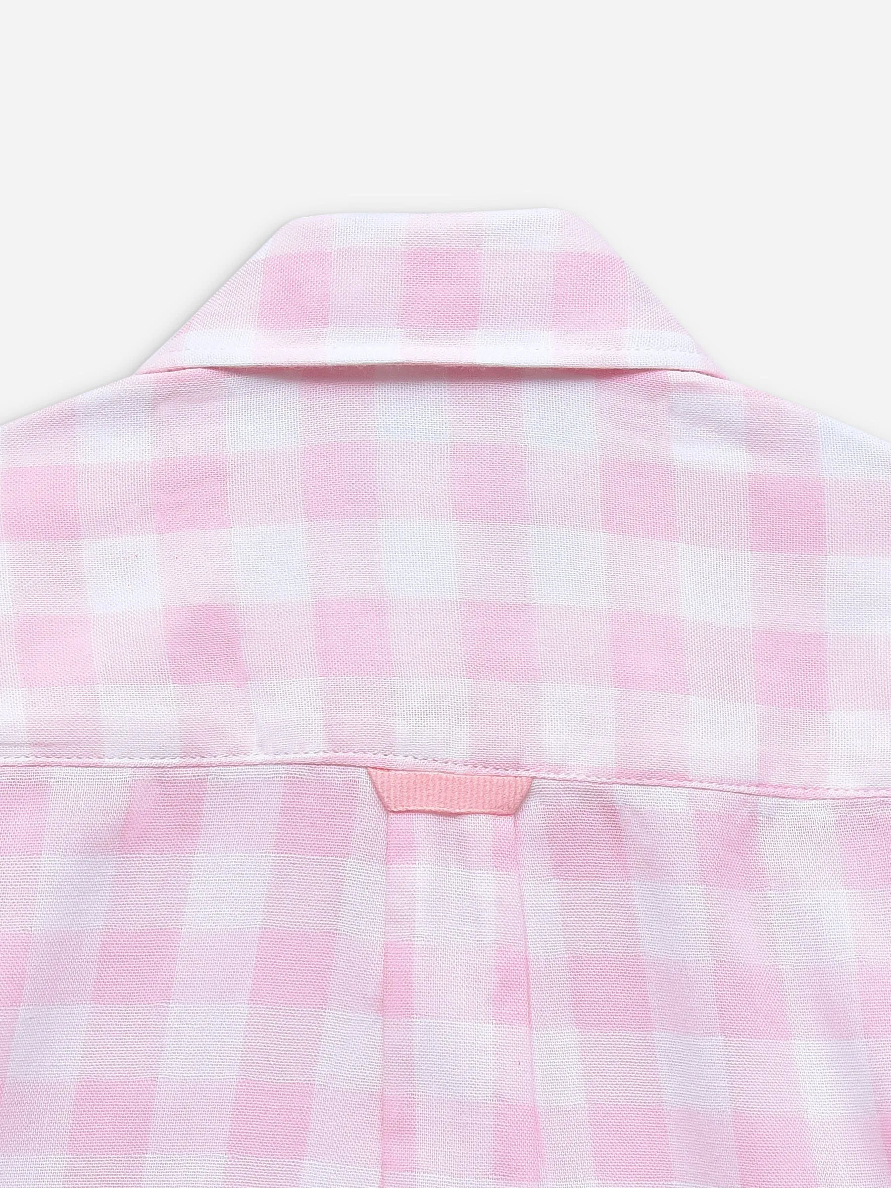 Pink Large Gingham Half Sleeve Casual Shirt