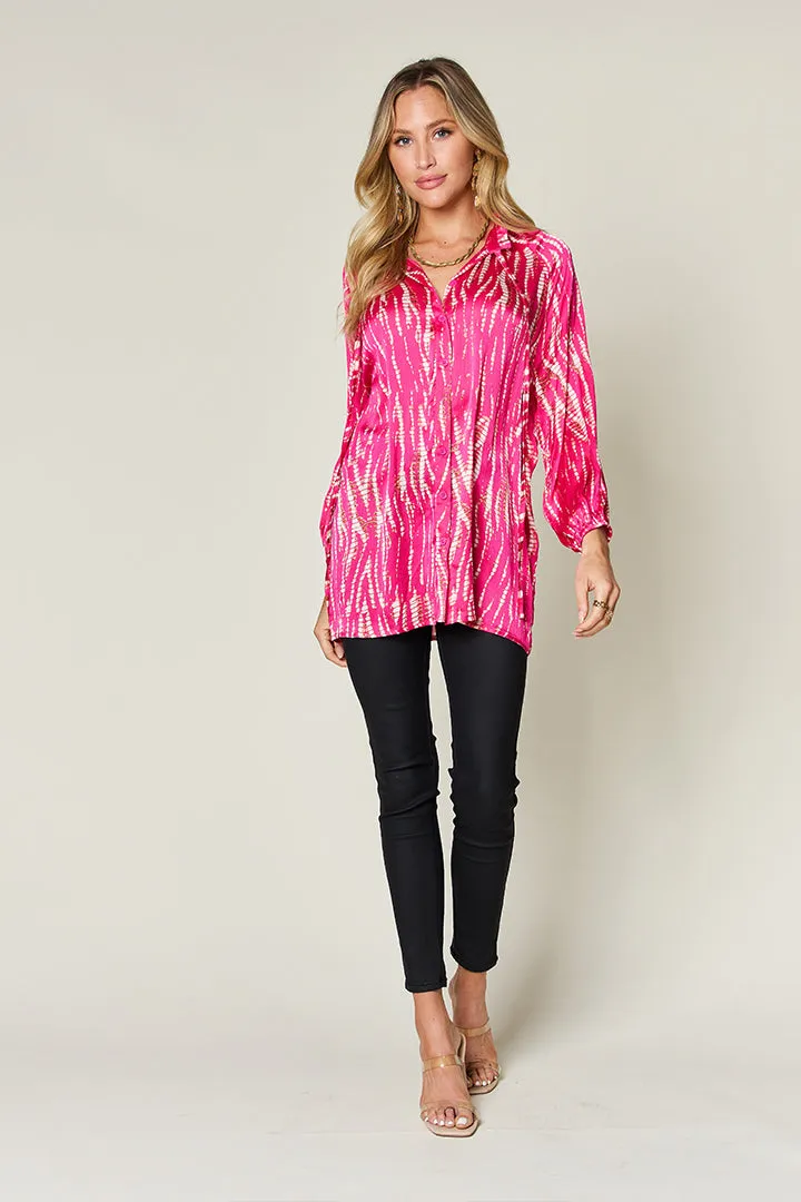 Printed Button Up Long Sleeve Shirt