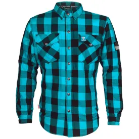 Protective Flannel Shirt - Aqua Blue Checkered with Pads