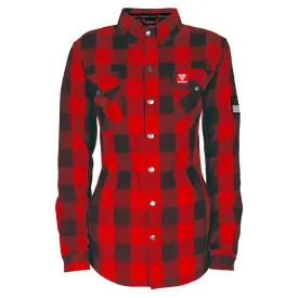 Protective Flannel Shirt for Women - Red Checkered with Pads