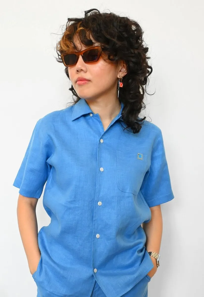 "Tutti Frutti" Linen Shirt - Blueberry