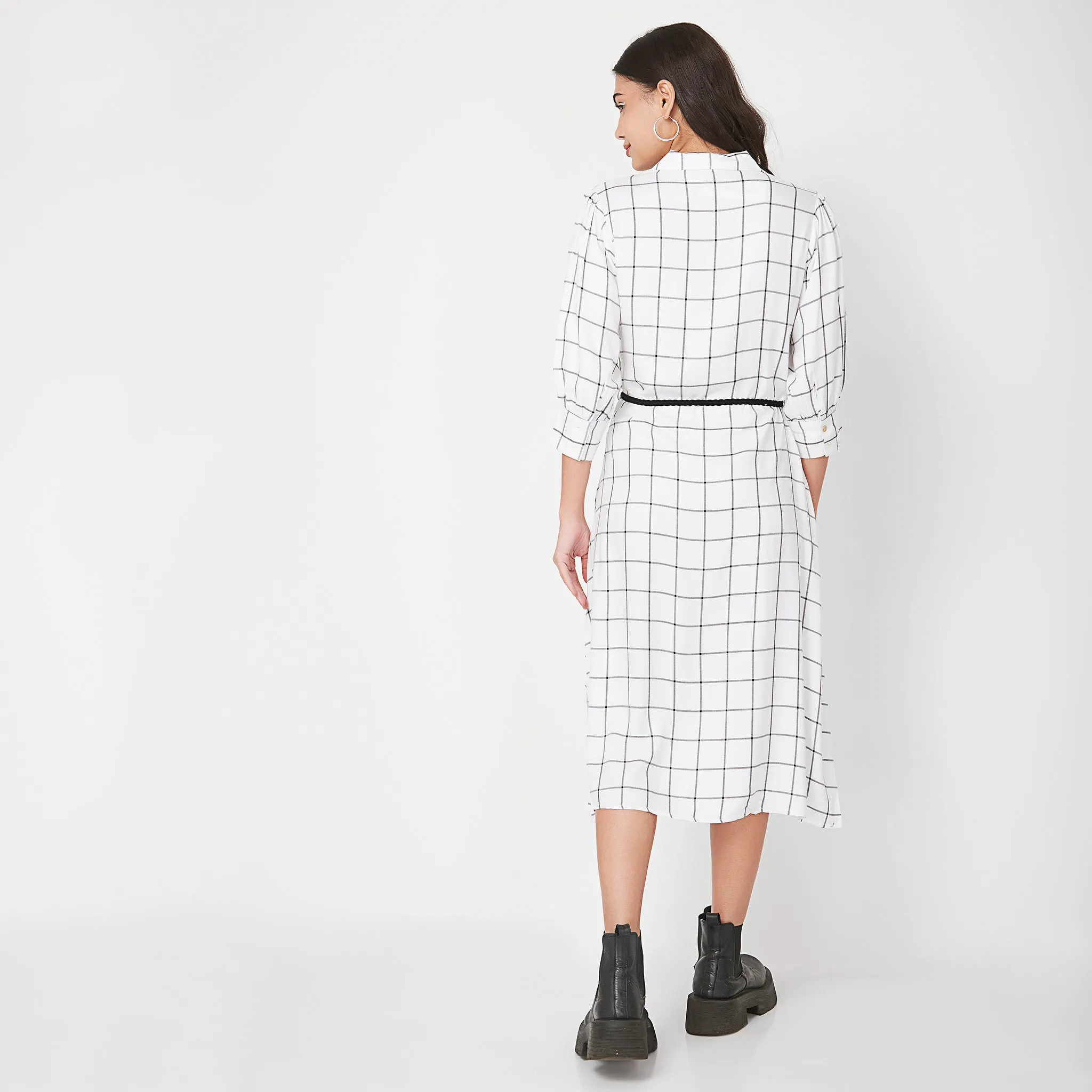 Regular Fit Checkered Dress