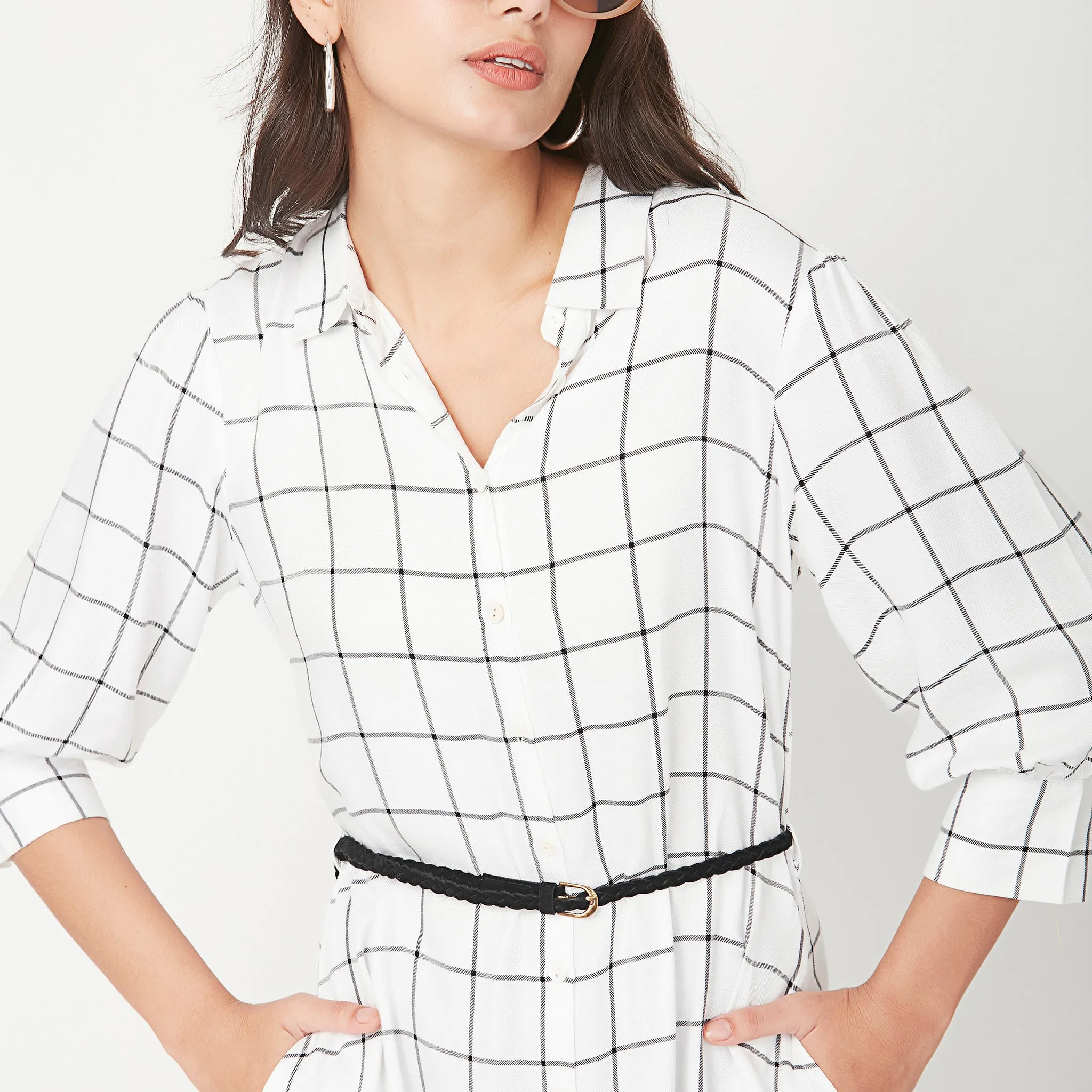 Regular Fit Checkered Dress