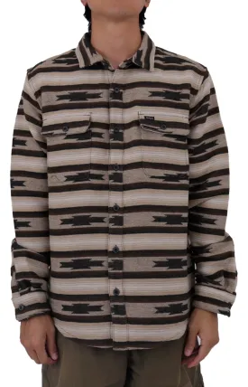 RVCA Men's Khaki Long Sleeve Flannel Button-Up Shirt