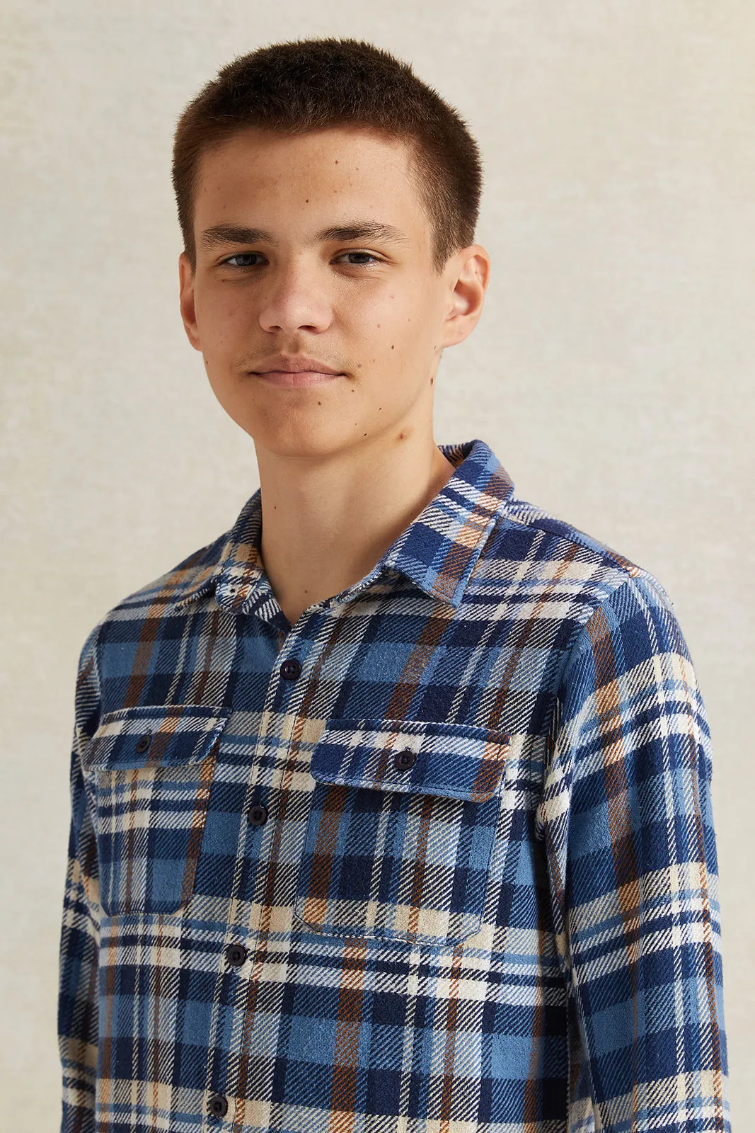 Senior Boys Blue Checkered Shirt