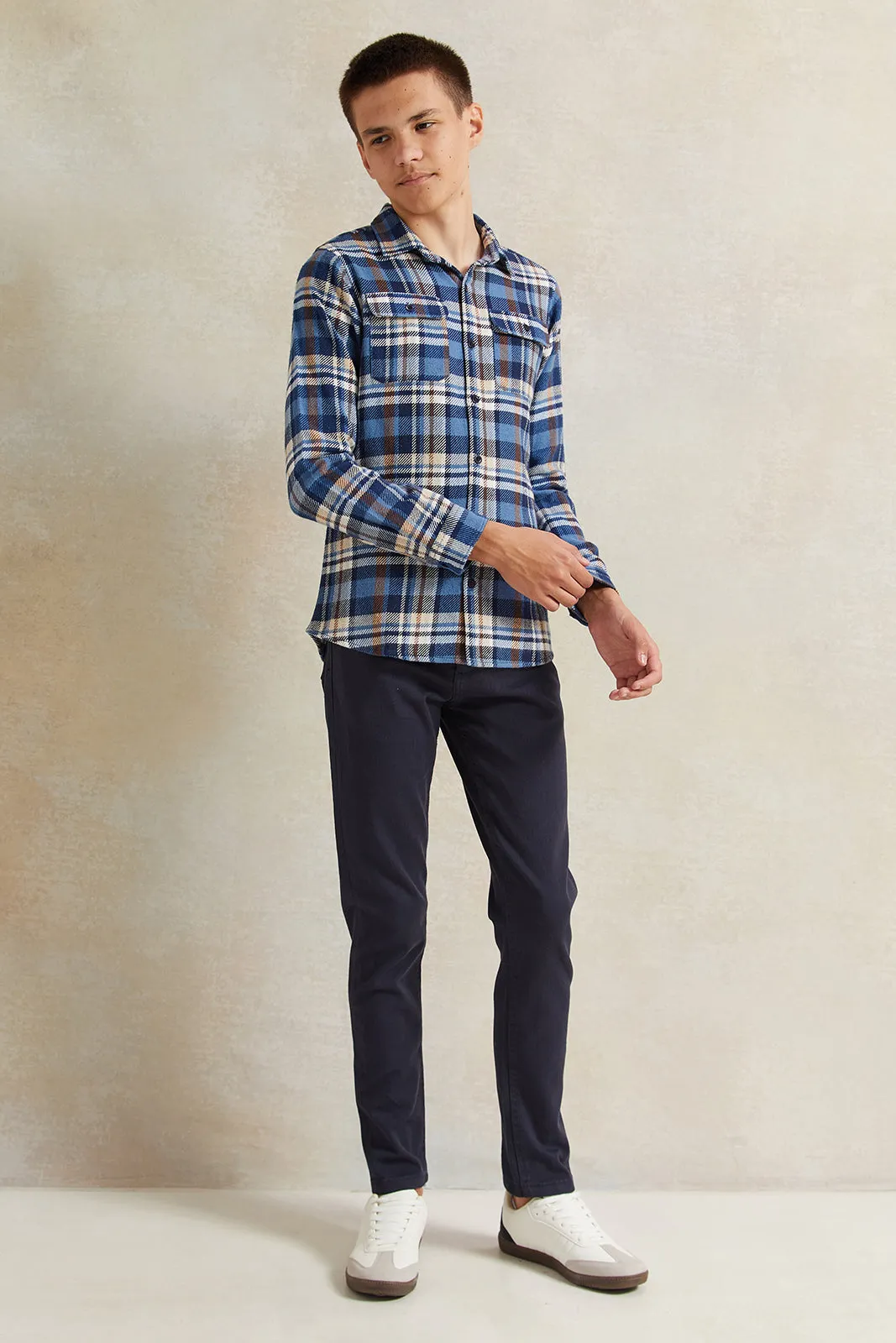 Senior Boys Blue Checkered Shirt