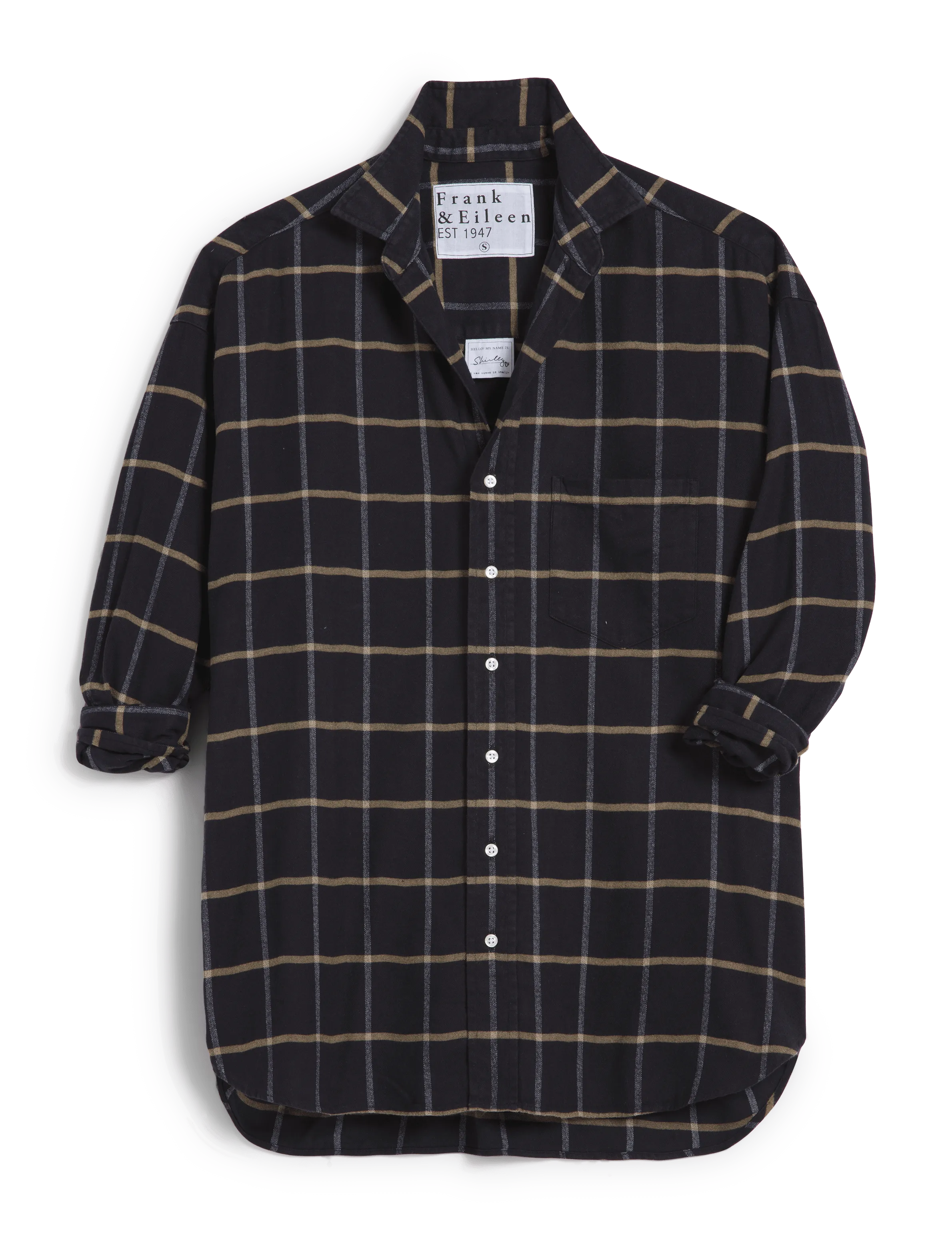 SHIRLEY Black with Camel Windowpane, Italian Flannel