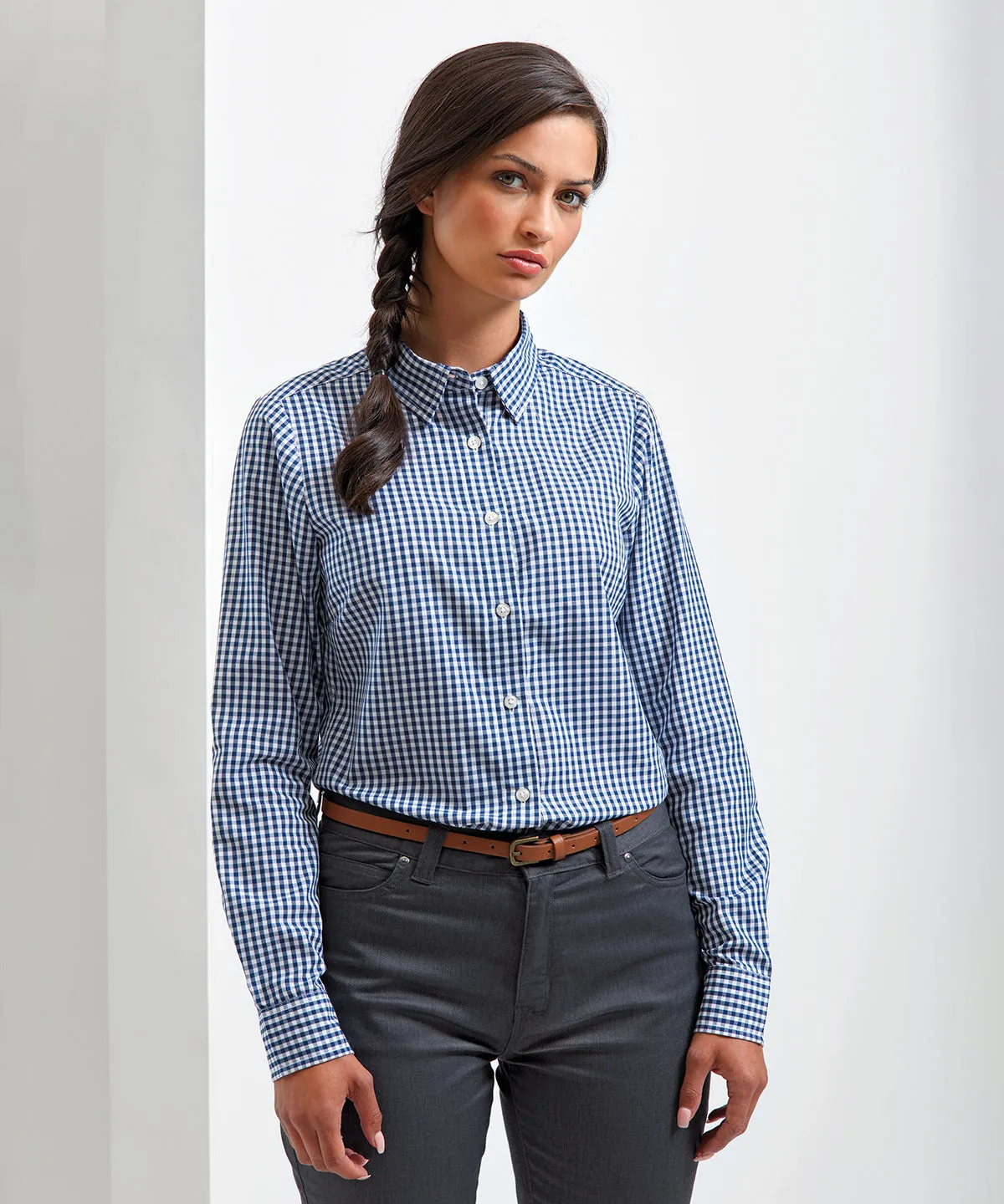 Steel/Black - Women's Maxton check long sleeve shirt