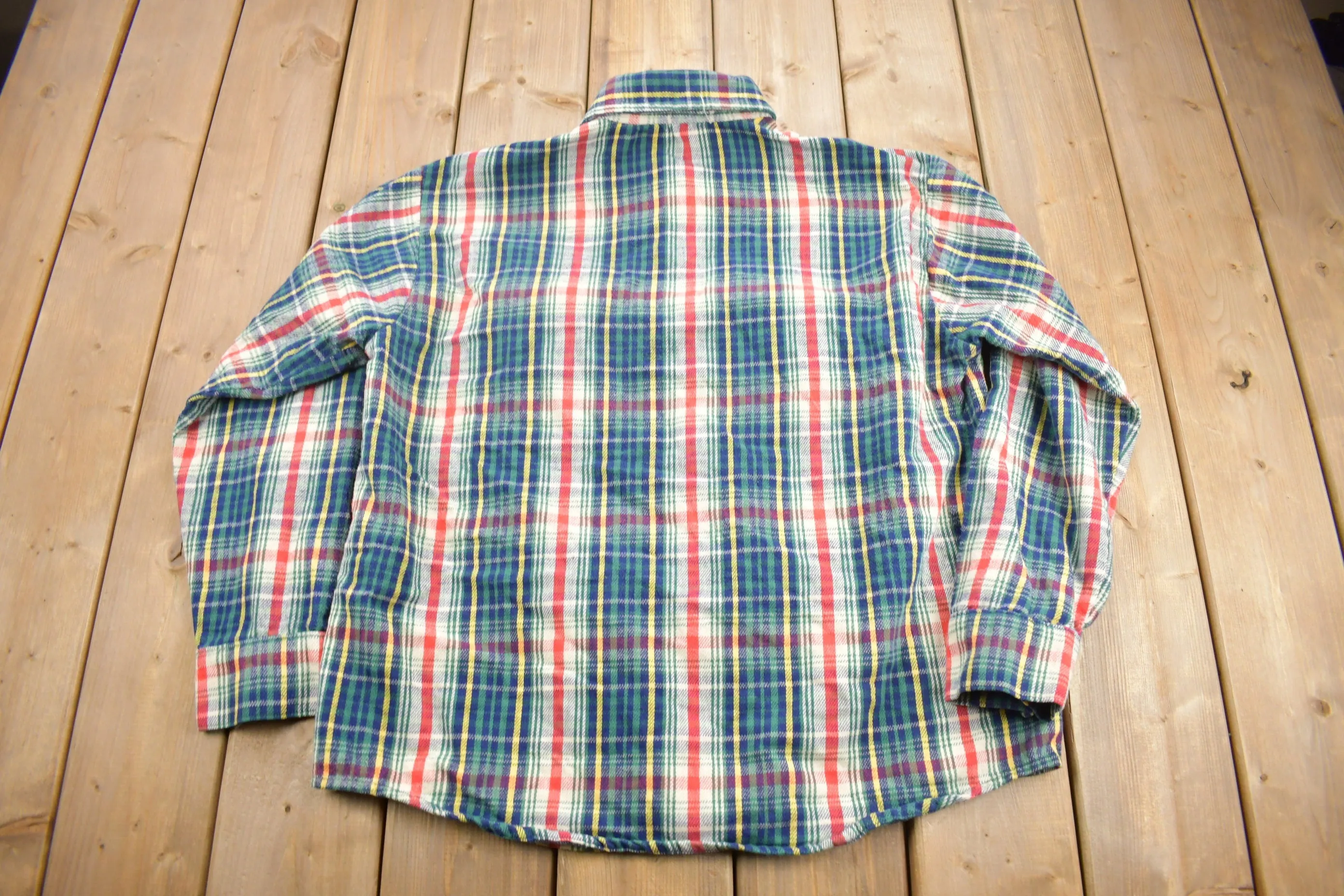 Vintage 1980s Jim "Catfish" Hunter Plaid Flannel Button Up Shirt