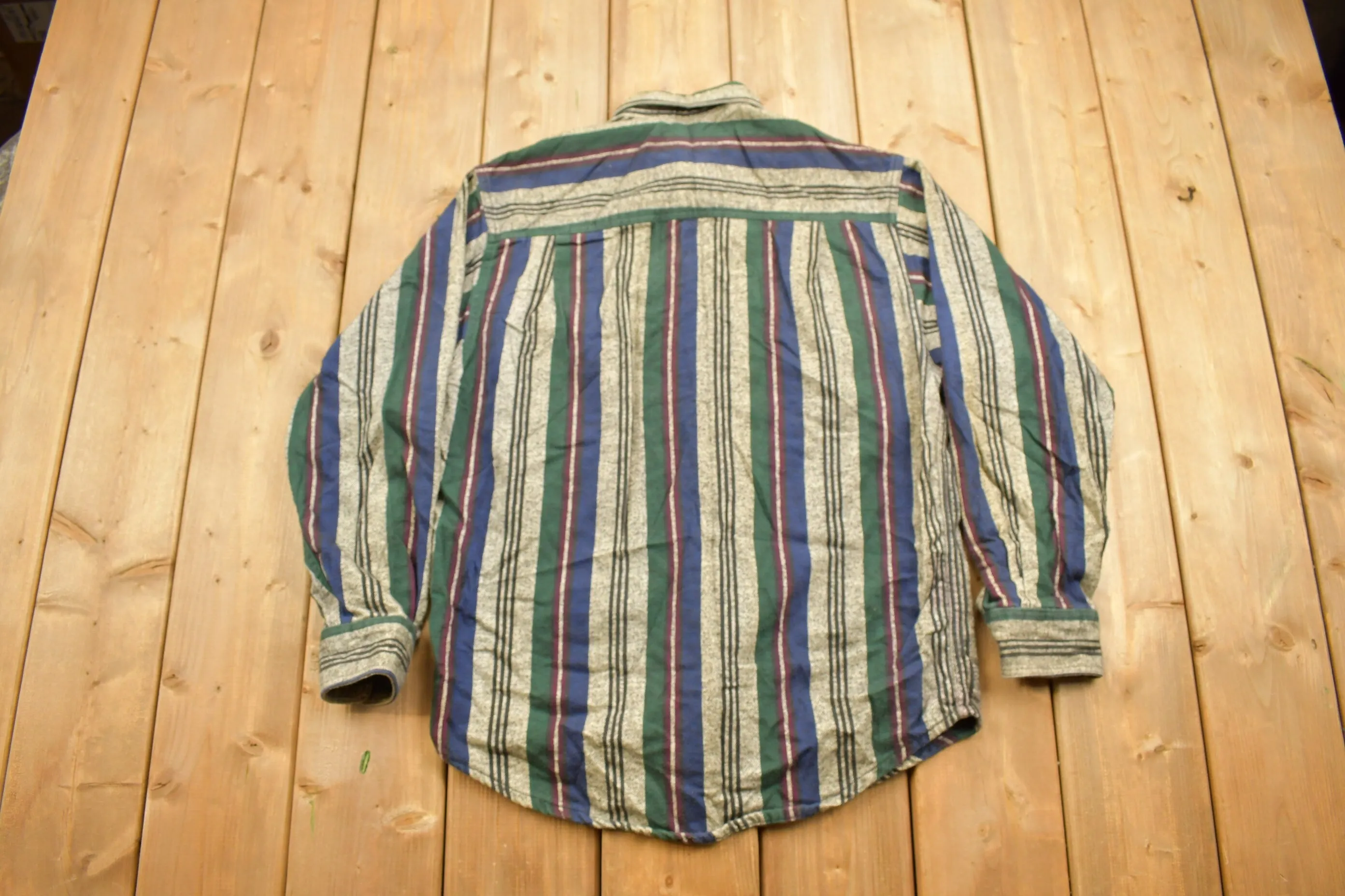 Vintage 1990s Eddie Bauer Striped Flannel Button Up Shirt